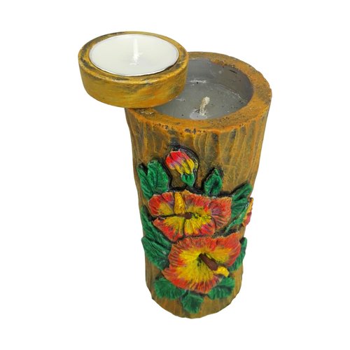 1 moule silicone bougie tealight cylindre 14cm déco fleur feuille pour cire plâtre résine savon argile béton k726