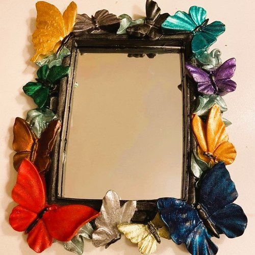 Moule silicone cadre photo 24,5cm déco papillons pour plâtre résine polyester k1054 1f