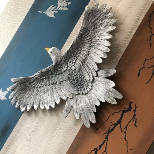 Moule silicone grand aigle 37cm oiseau animal 3d pour plâtre résine polyester savon cire argile béton ciment