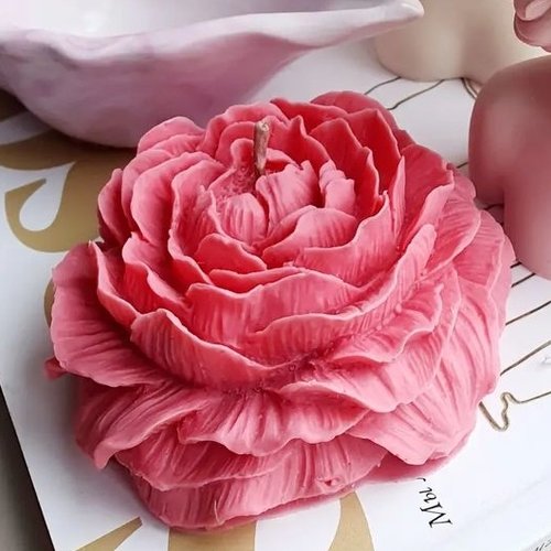 Moule silicone rose pivoine 8cm fleur 3d pour plâtre résine polyester savon cire ciment k1218