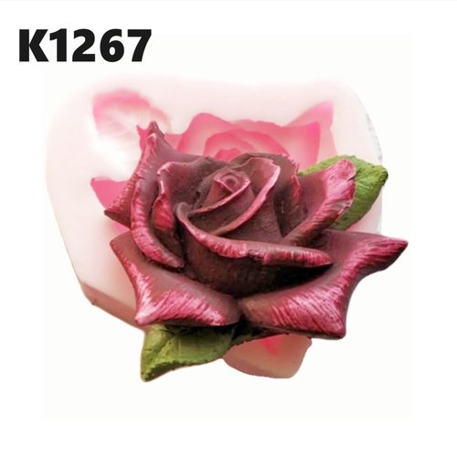 Moule silicone rose 7,6cm fleur 3d pour plâtre résine polyester savon cire ciment k1267 48b100ht