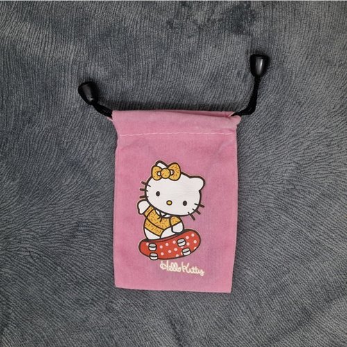 1 sacoche avec cordon collier pochette bourse 11cm en velours vieillit rose chat ange b29.b