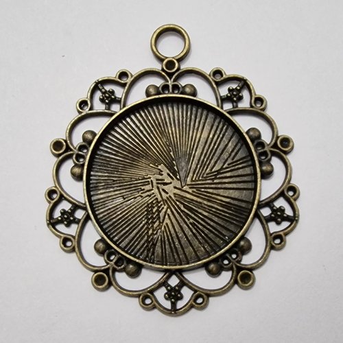 1 pendentif support cabochon fleur étoile en métal bronzé t34-fb