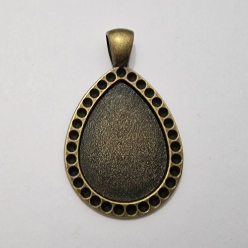 1 pendentif support cabochon goutte en métal bronzé t34-gb
