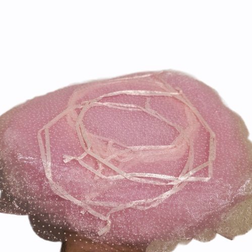 100 bourses voiles à dragées 24cm tulle rose incrusté de mini perle argenté, ruban satin