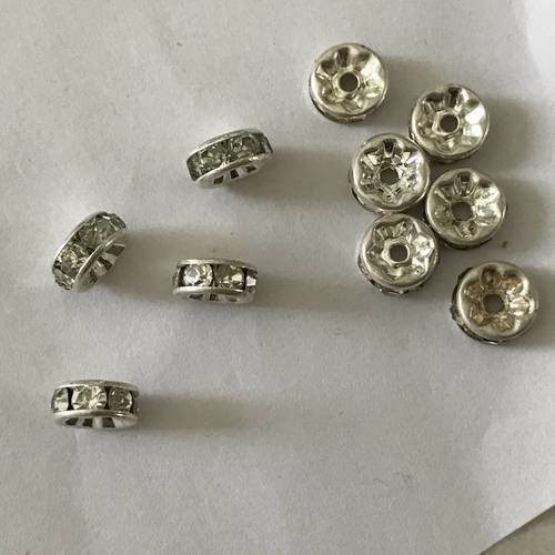 Perle intercalaires en cristal argenté de 8 mm 