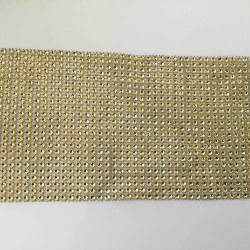 Ruban de strass 24 ligne en plastique 12 mm en largeur doré 