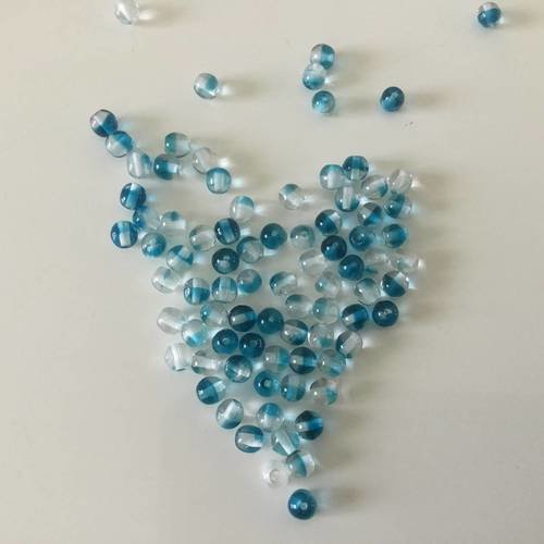 Grosses perle de rocaille 4 mm blanc et turquoise 