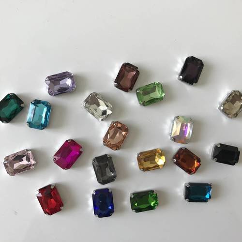 20 strass serties a coudre en cristal rectangle 10*14 mm 