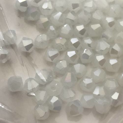 100 toupie perle en cristal de 4 mm blanc opaque 