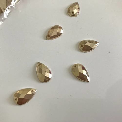 Lot de 100 strass acrylique doré 12*8 mm en environ 
