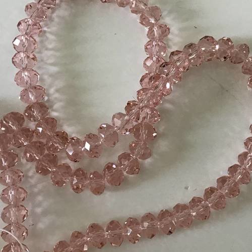 Perle rose en cristal à facette d environ 8*6 mm 
