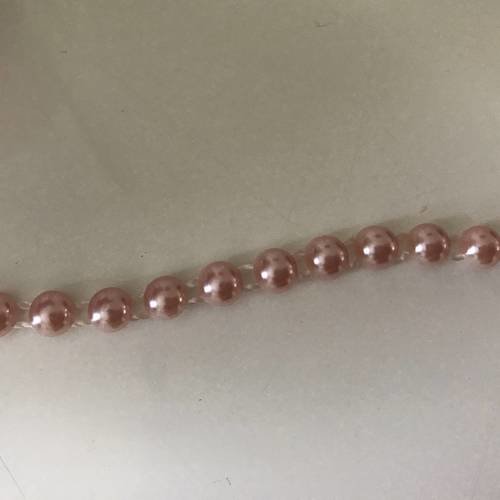 Ruban demi perle acrilique de 6 mm vieux rose 