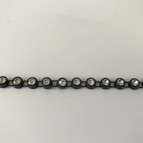 Galon de strass en cristal de 5 mm base noir 