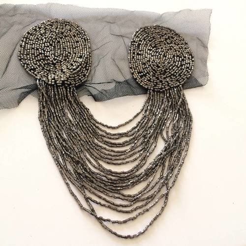 Épaulettes en perles gris noir pour vos créations 