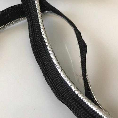 Passepoil noir et gris argent de 10 mm avec ruban 