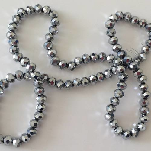 Perle de cristal a facette 6*4 mm couleur gris argent 