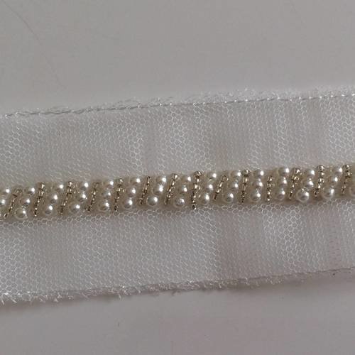 Galon brodé de perle en 4 cm de large avec ruban 