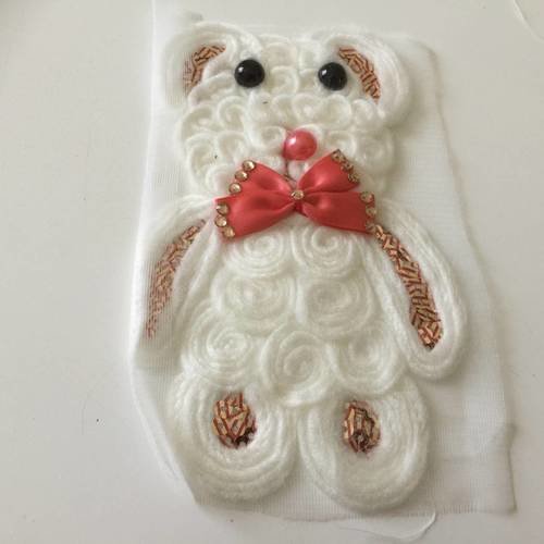 Applique ourson 15*10 cm à coudre sur vêtement ou autre création 