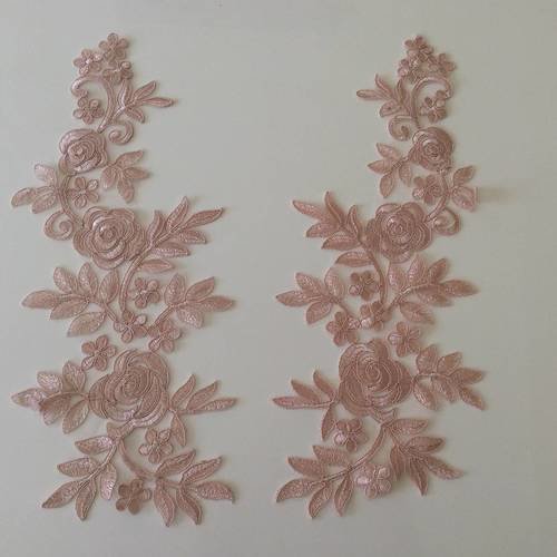 Applique a coudre 39*16cm couleur vieux rose 