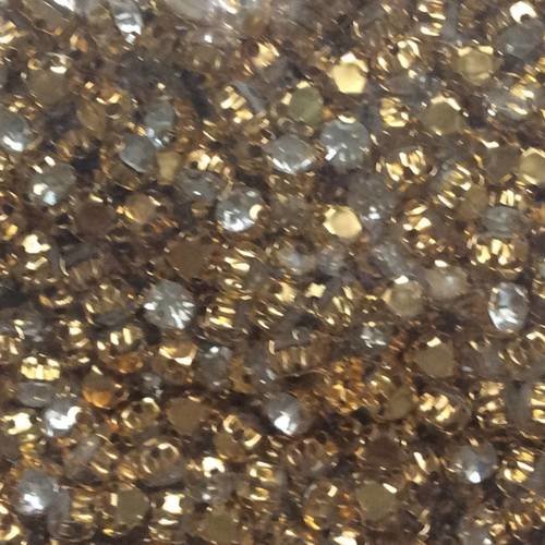 Lot de 1440 strass sertis 3 dent a coudre de 5mm doré 