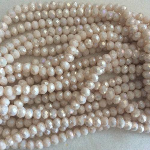 Perle de cristal a facette 6*8 mm couleur beige poudré 