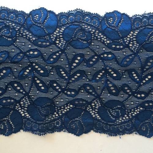 Dentelle elasthane bleu petante 15 cm de largeur 