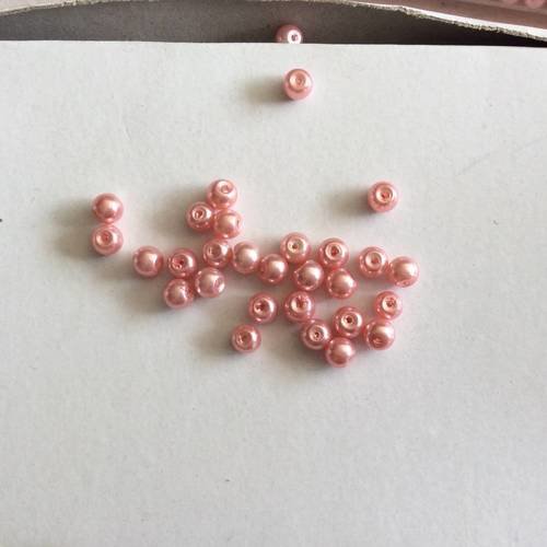 Perle nacree en verre de 5 mm rose en lot de 10 gr 