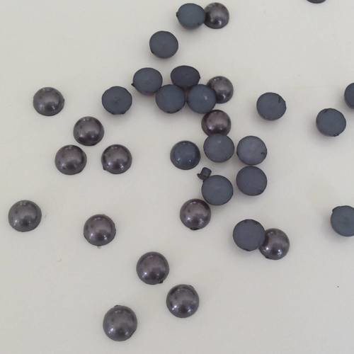 100 demi perle  a coller 8 mm de diamètre couleur gris anthracite 
