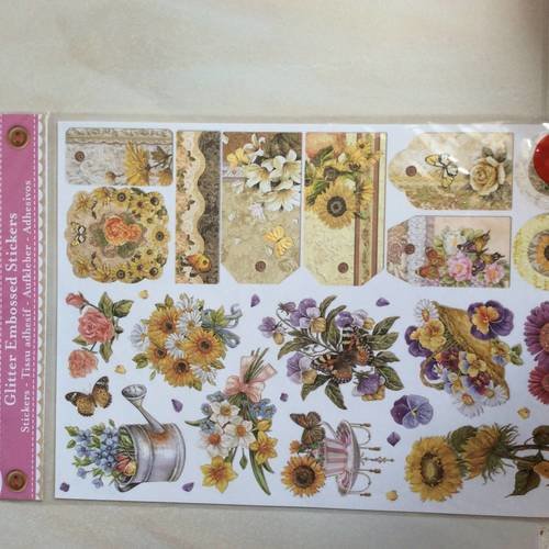 Stickers autocollant adhésif en relief par lot de 2 planche 