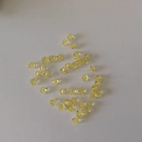 40 toupies en cristal de 4 mm couleur jaune 