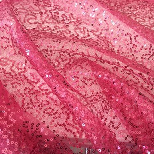 Tulle de sequin 140 de laize couleur rose fuschia 