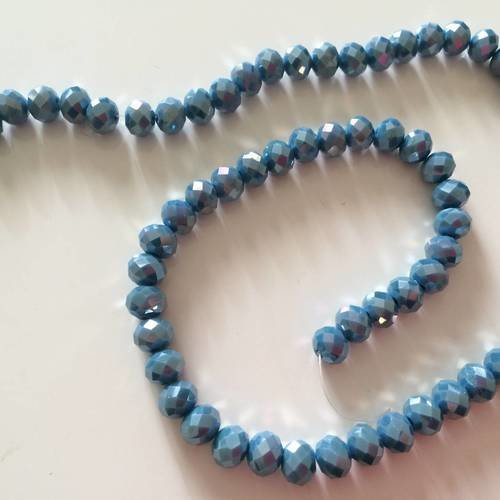 Perle en cristal de 8 mm a facette 8 mm couleur bleu jade 