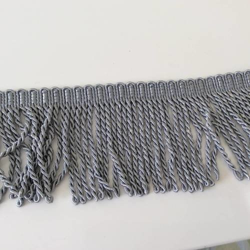 Frange en cordon tressé de 7 cm en largeur gris 