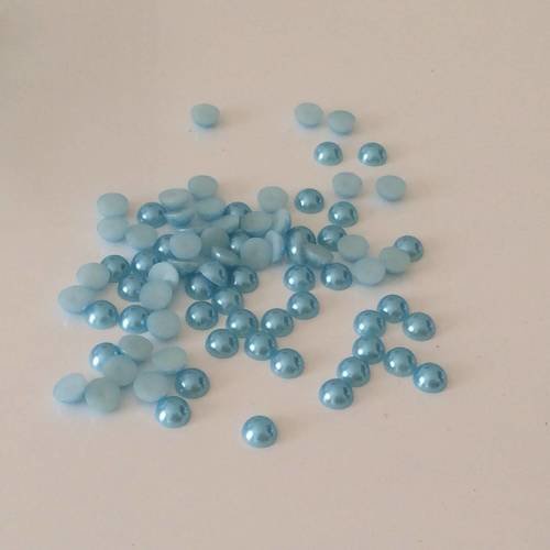100 demi perle  a coller 8mm de diamètre couleur bleu 