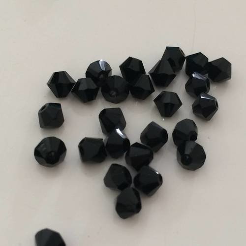 Lot de 20 toupi perle en cristal swarovski 4 mm couleur noir 