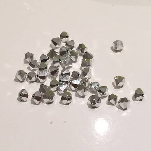 Lot de 20 toupi perle en cristal swarovski 4 mm couleur argent 