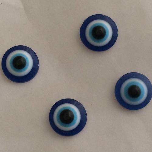 Demi perle a coller en verre oeil bleu 10 mm 