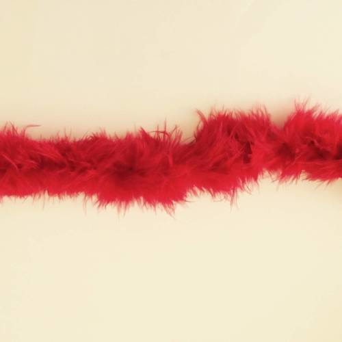 Cordon de plume rouge qui montre environ 4 cm de largeur 