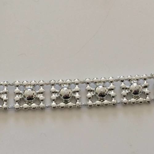 Ruban de perle couleur argent en acrilique 1 cm largeur 