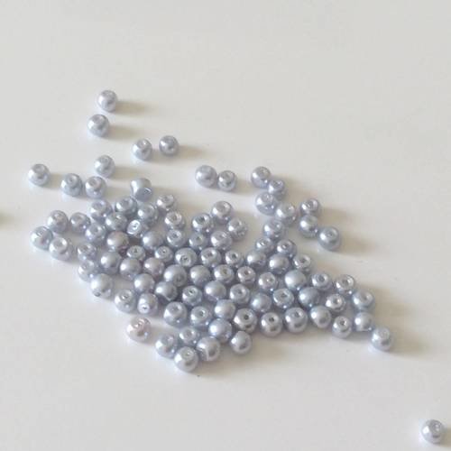 Perles en verre rondes de 4 mm couleur grise 