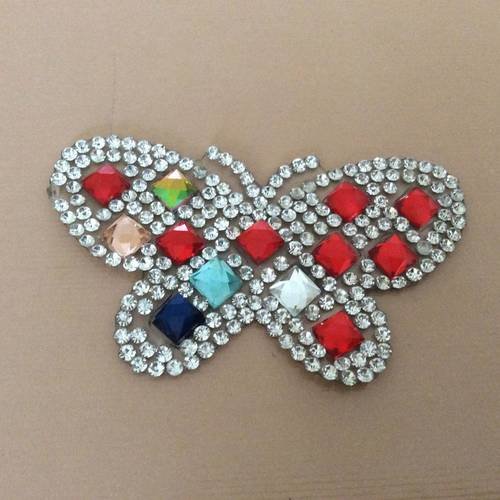 Appliques de strass 6,5*4 cm papillon a coller au fer a repasser 