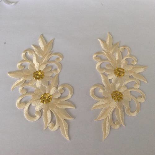 Applique a repasser thermocollant beige et doree 