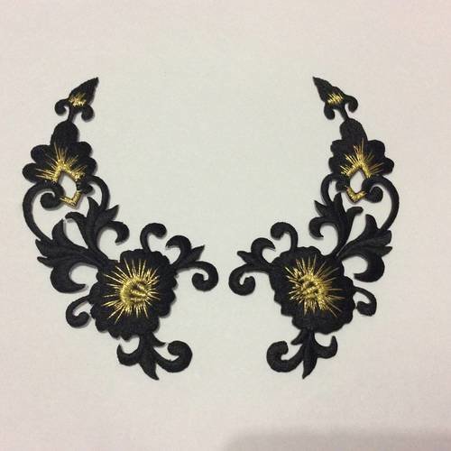 Applique a repasser thermocollant noir et doree 