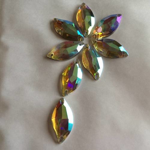 Strass en cristal a coudre couleur ab 14*30 mm 