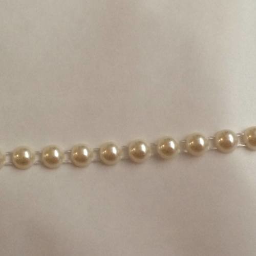 Galon perle 6 mm nacree acrilique beige 