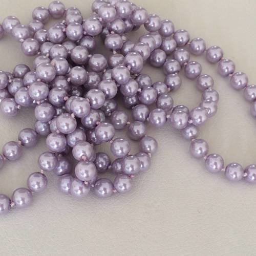 160 perle en verre de 8 mm couleur violet clair 