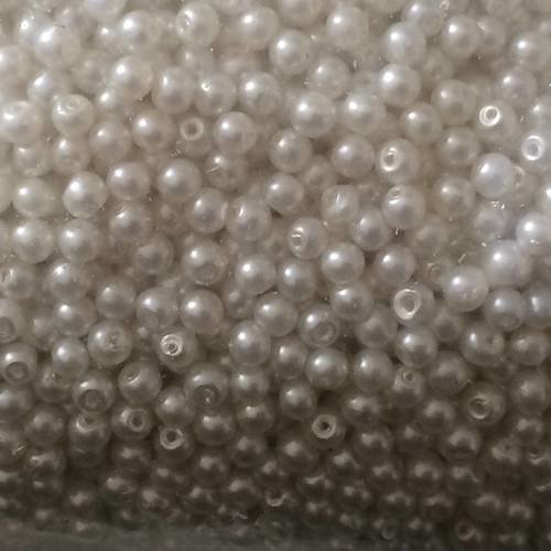 Perle ronde de 4 mm blanc casse en verre lot de 10 gr 