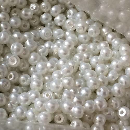 Perle ronde de 3 mm blanche en verre lot de 10 gr 