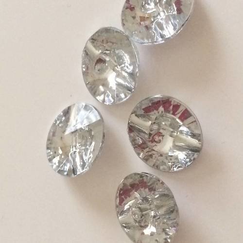 Lot de 5 bouton acrilique argente 15 milimetre 